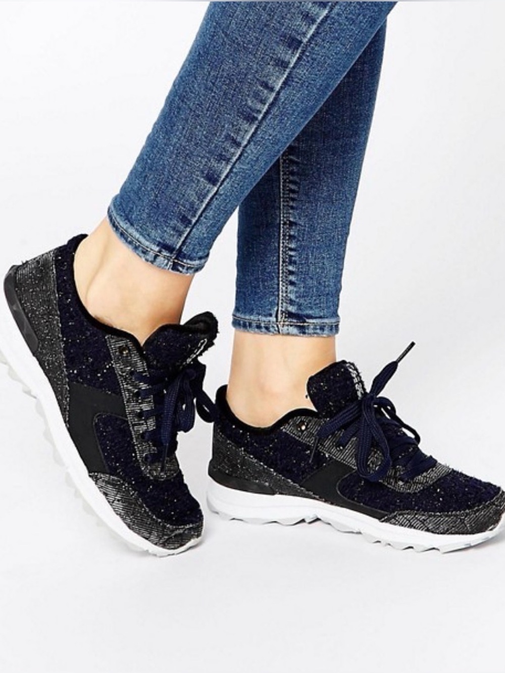 Navy Blue Sparkle Sneakers